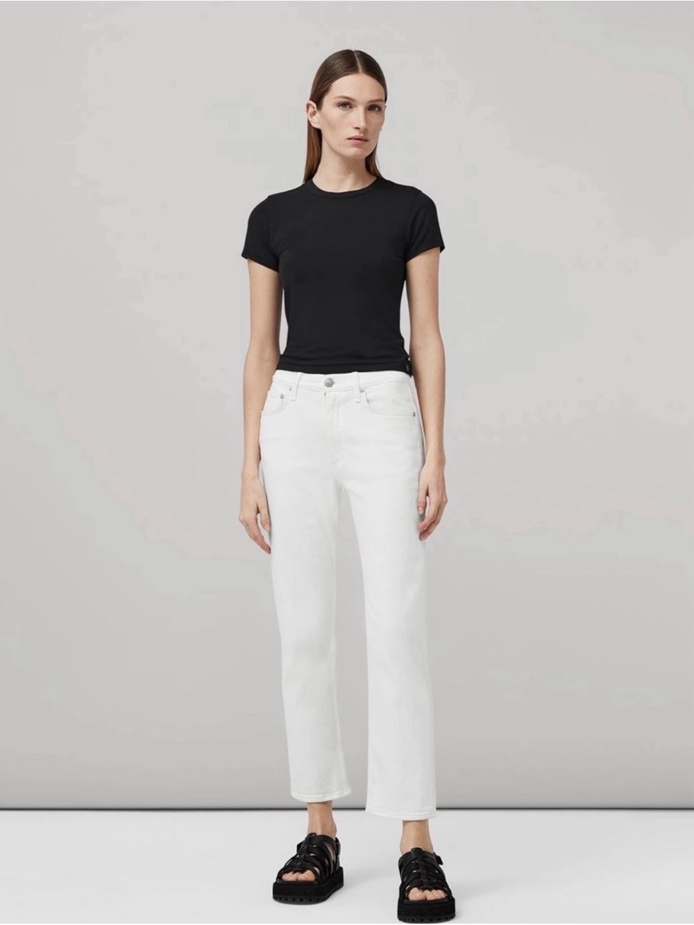 Rag & Bone Harlow mid rise straight ankle jeans, size 30